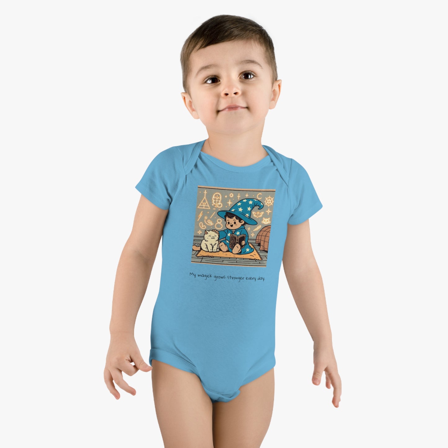 Baby "My magick grows stronger every day." Short Sleeve Onesie®