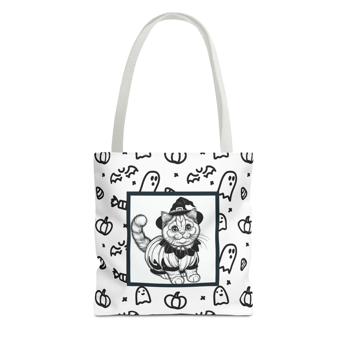 Color Your Own Trick-or-Treat Tote Bag with Cat, Bats, Candy and Pumpkins