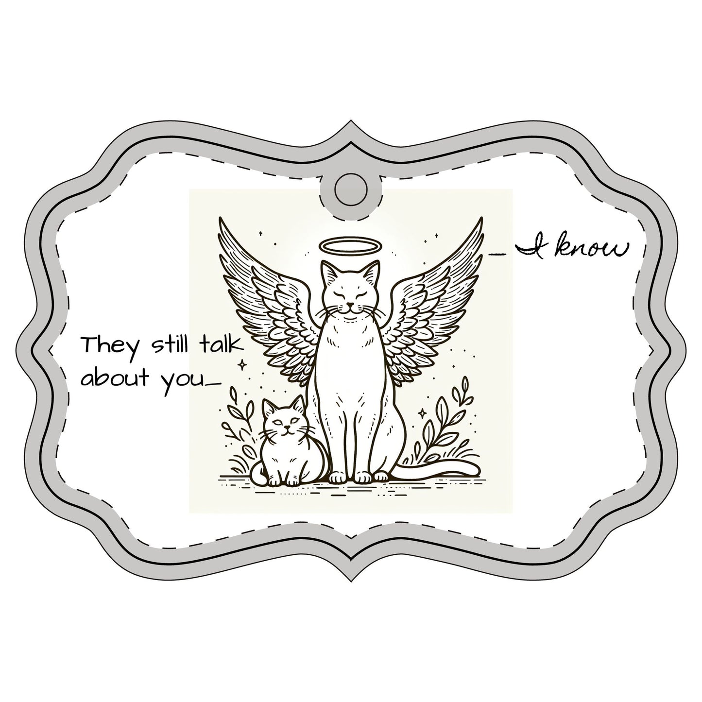 Ornament: Angel Cat Talking to Living Cat Heartwarming Design