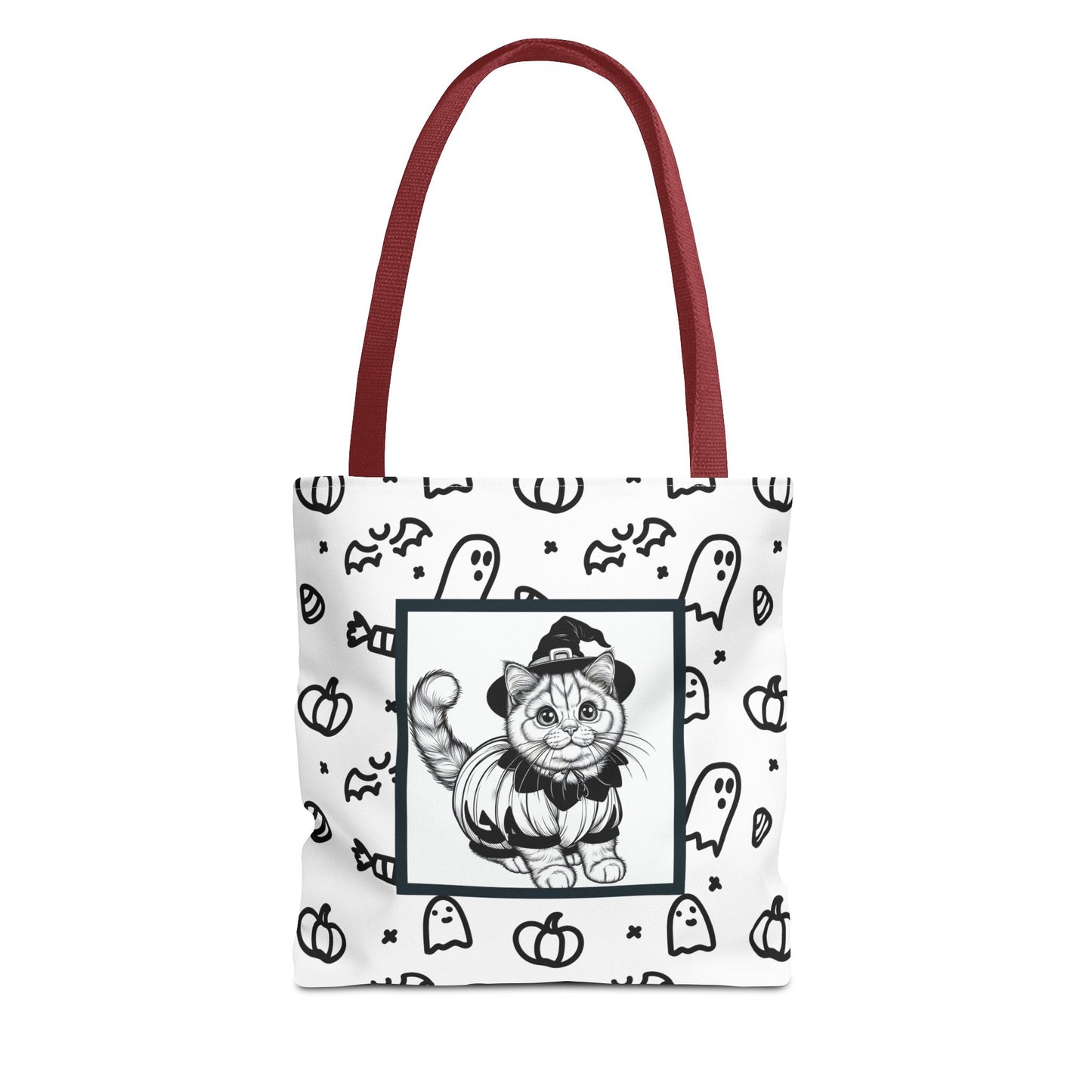 Color Your Own Trick-or-Treat Tote Bag with Cat, Bats, Candy and Pumpkins