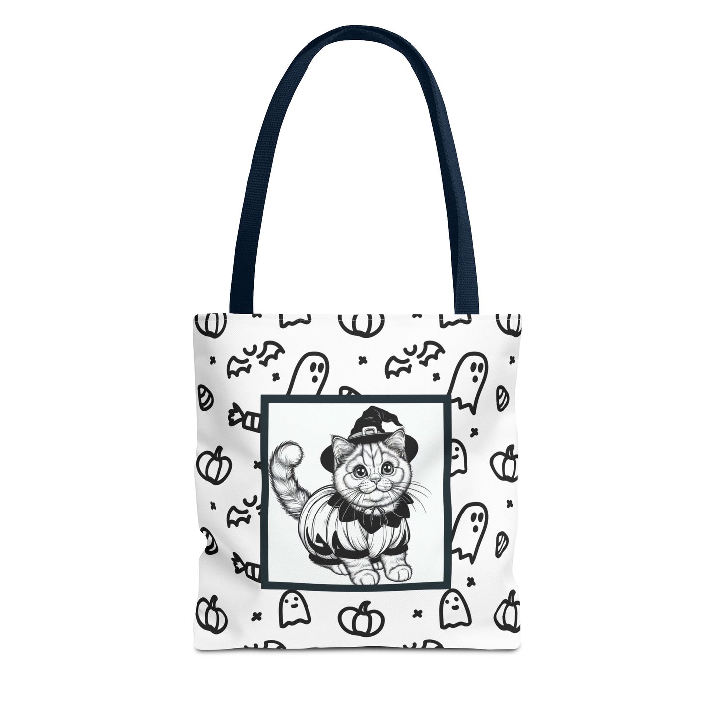 Color Your Own Trick-or-Treat Tote Bag with Cat, Bats, Candy and Pumpkins