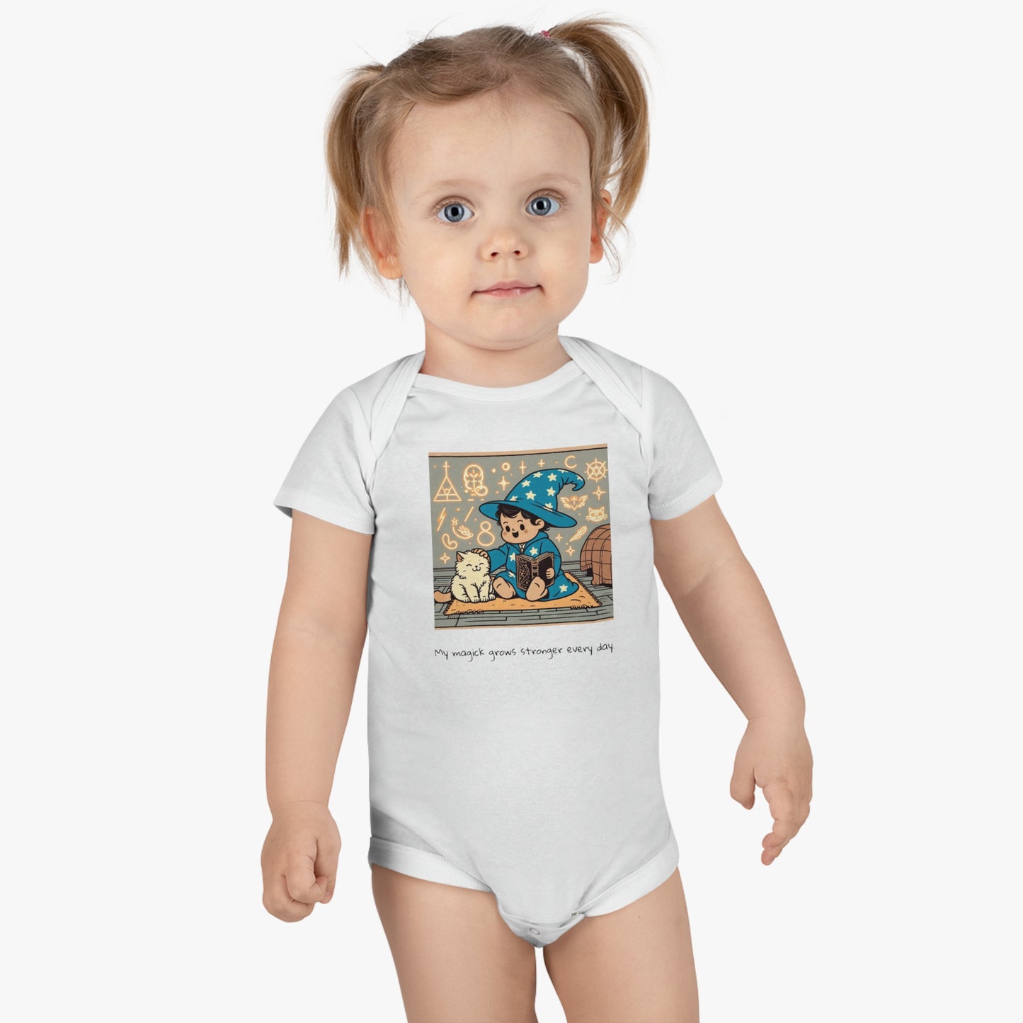 Baby "My magick grows stronger every day." Short Sleeve Onesie®