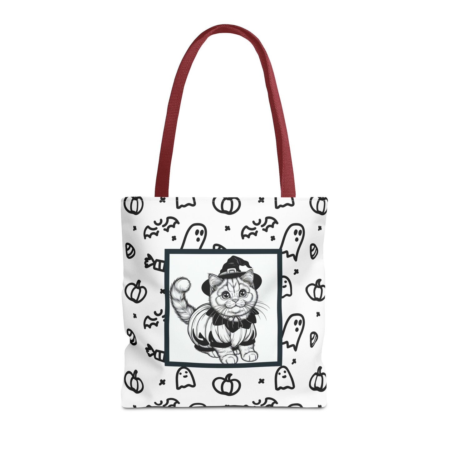 Color Your Own Trick-or-Treat Tote Bag with Cat, Bats, Candy and Pumpkins