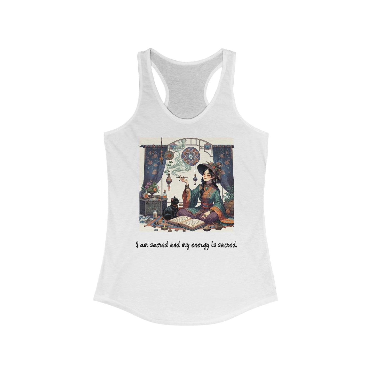 Women's "I am sacred and my energy is sacred" Racerback Tank