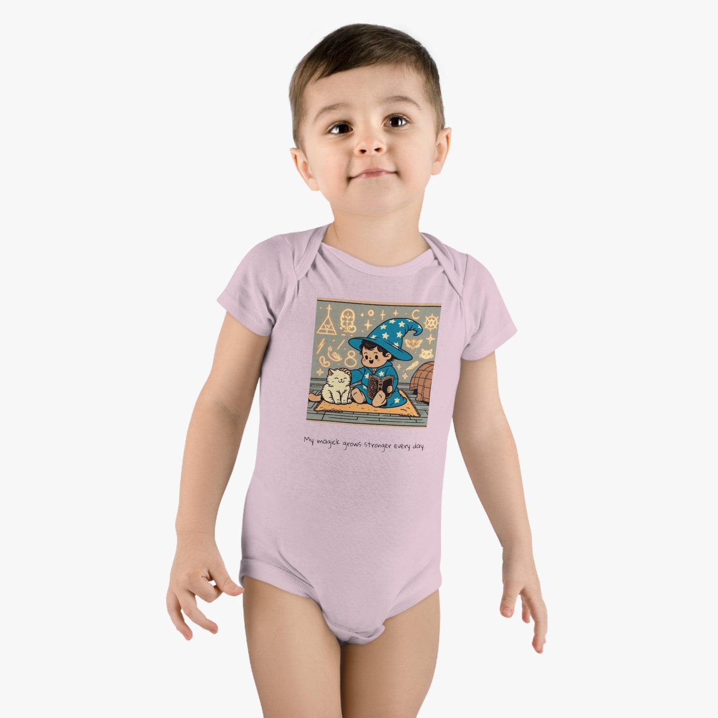 Baby "My magick grows stronger every day." Short Sleeve Onesie®