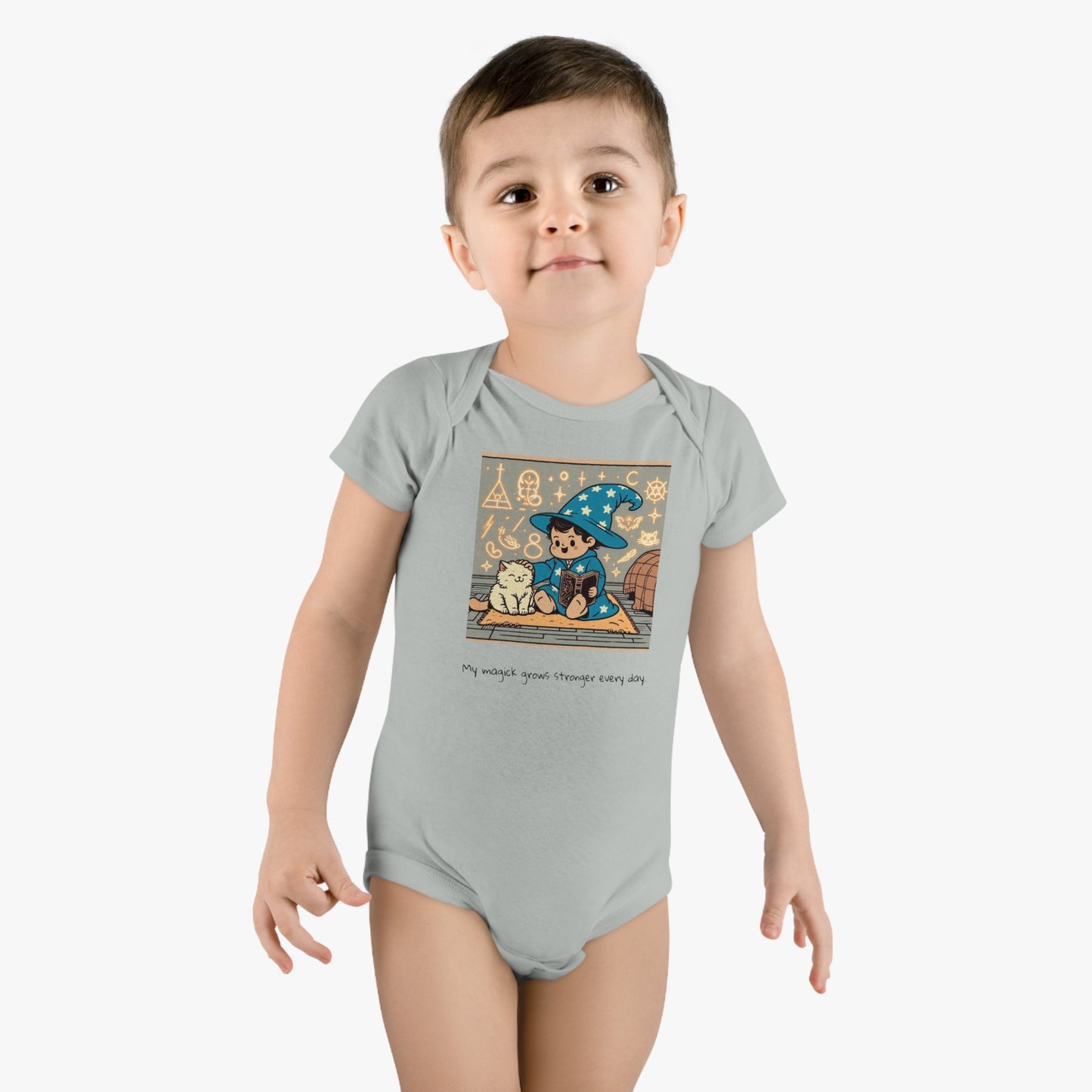 Baby "My magick grows stronger every day." Short Sleeve Onesie®