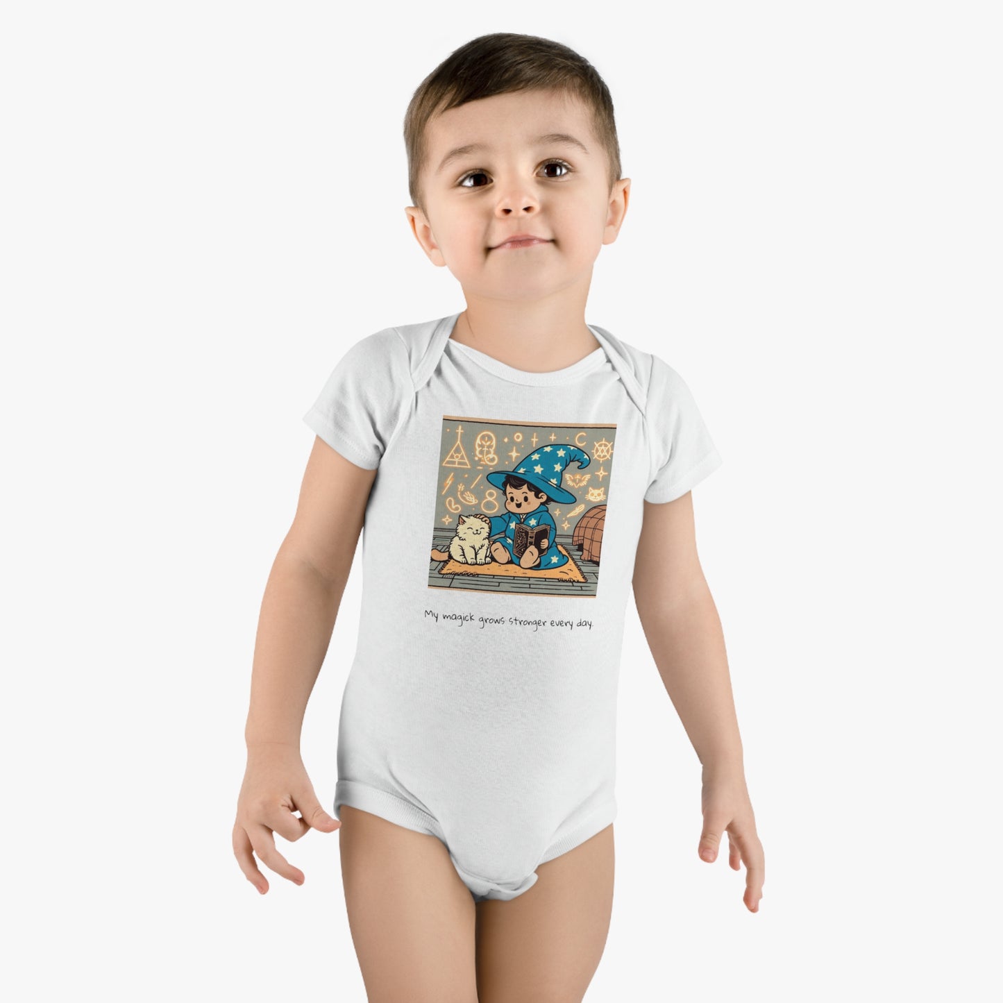 Baby "My magick grows stronger every day." Short Sleeve Onesie®