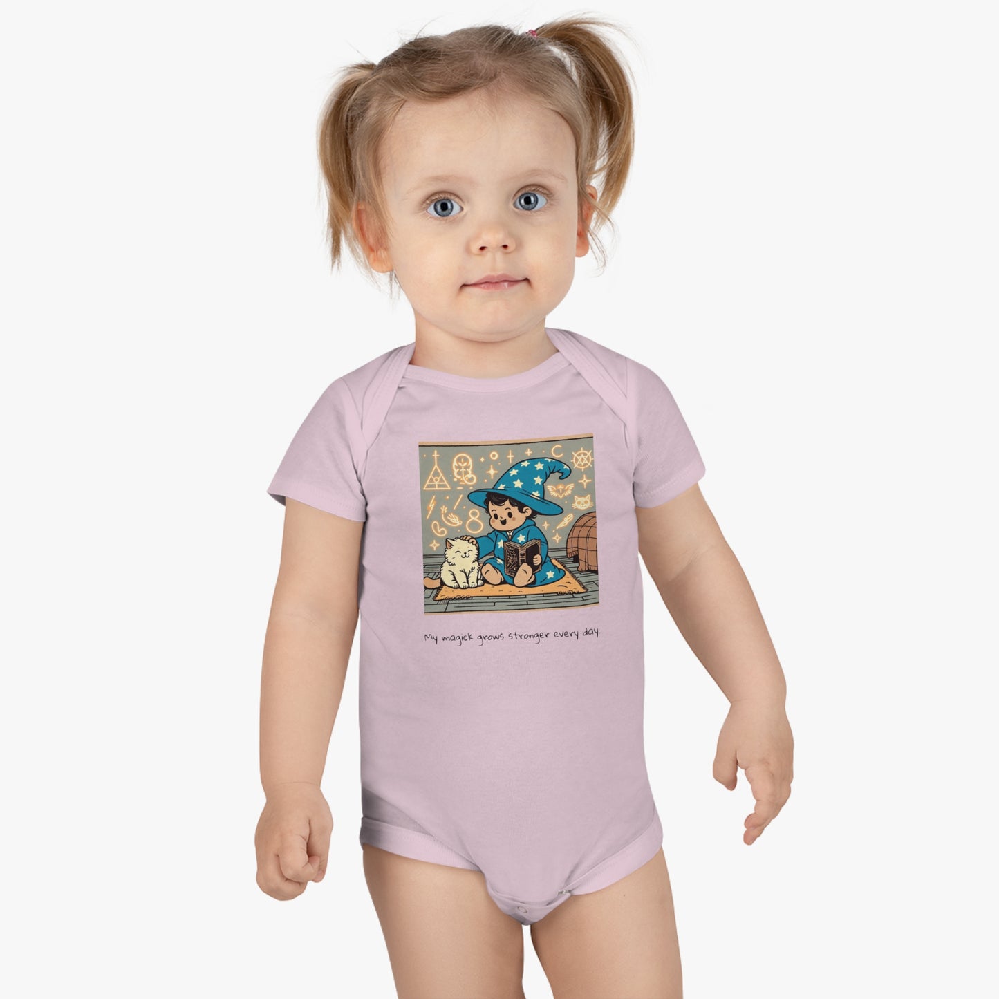 Baby "My magick grows stronger every day." Short Sleeve Onesie®