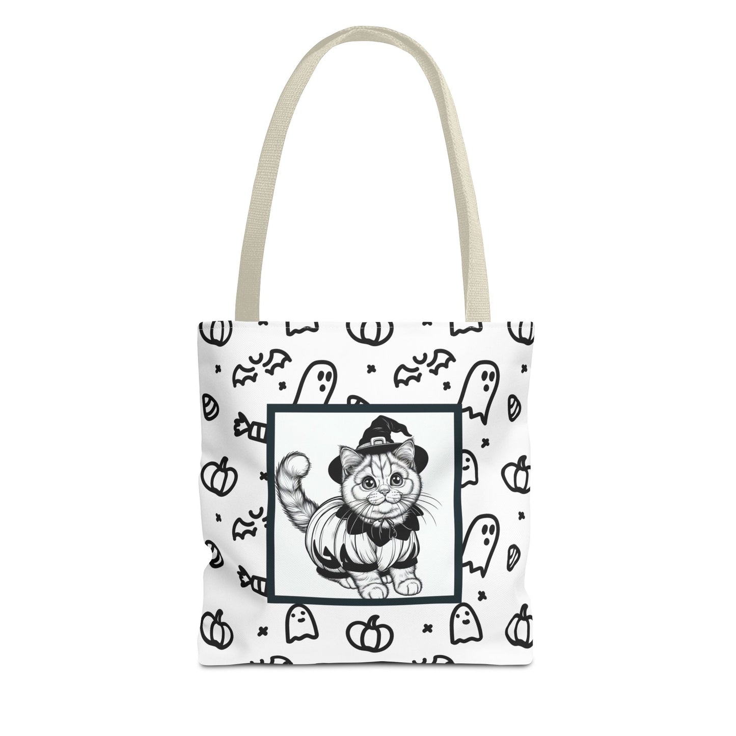 Color Your Own Trick-or-Treat Tote Bag with Cat, Bats, Candy and Pumpkins