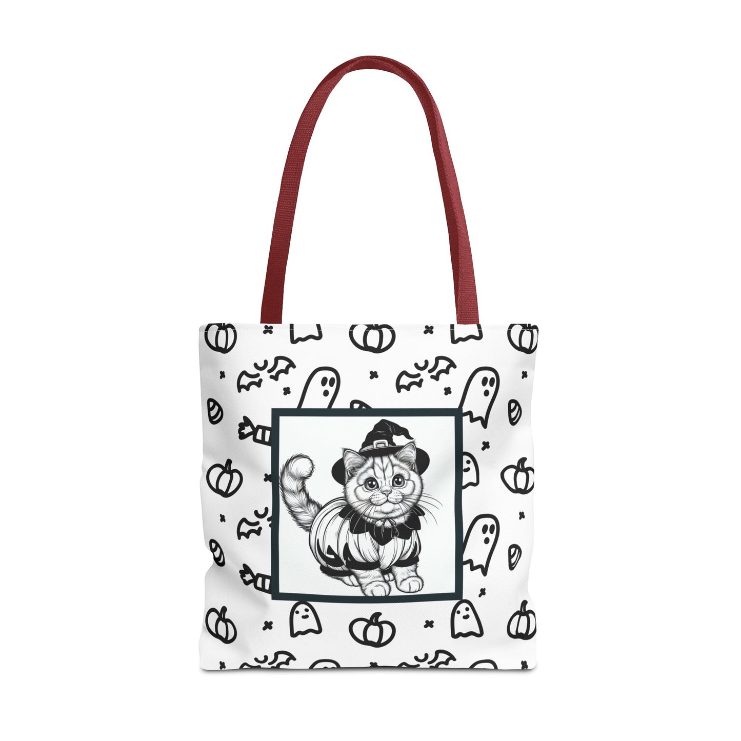 Color Your Own Trick-or-Treat Tote Bag with Cat, Bats, Candy and Pumpkins