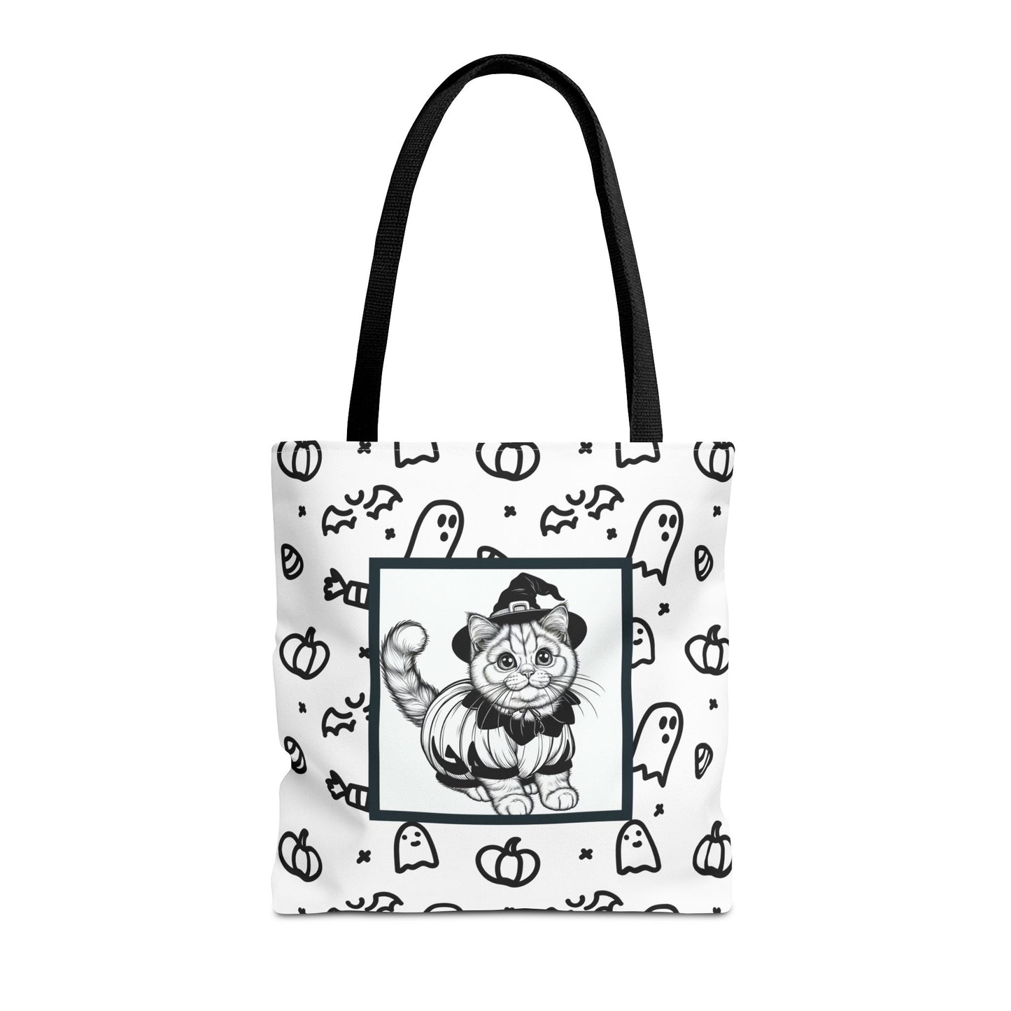 Color Your Own Trick-or-Treat Tote Bag with Cat, Bats, Candy and Pumpkins