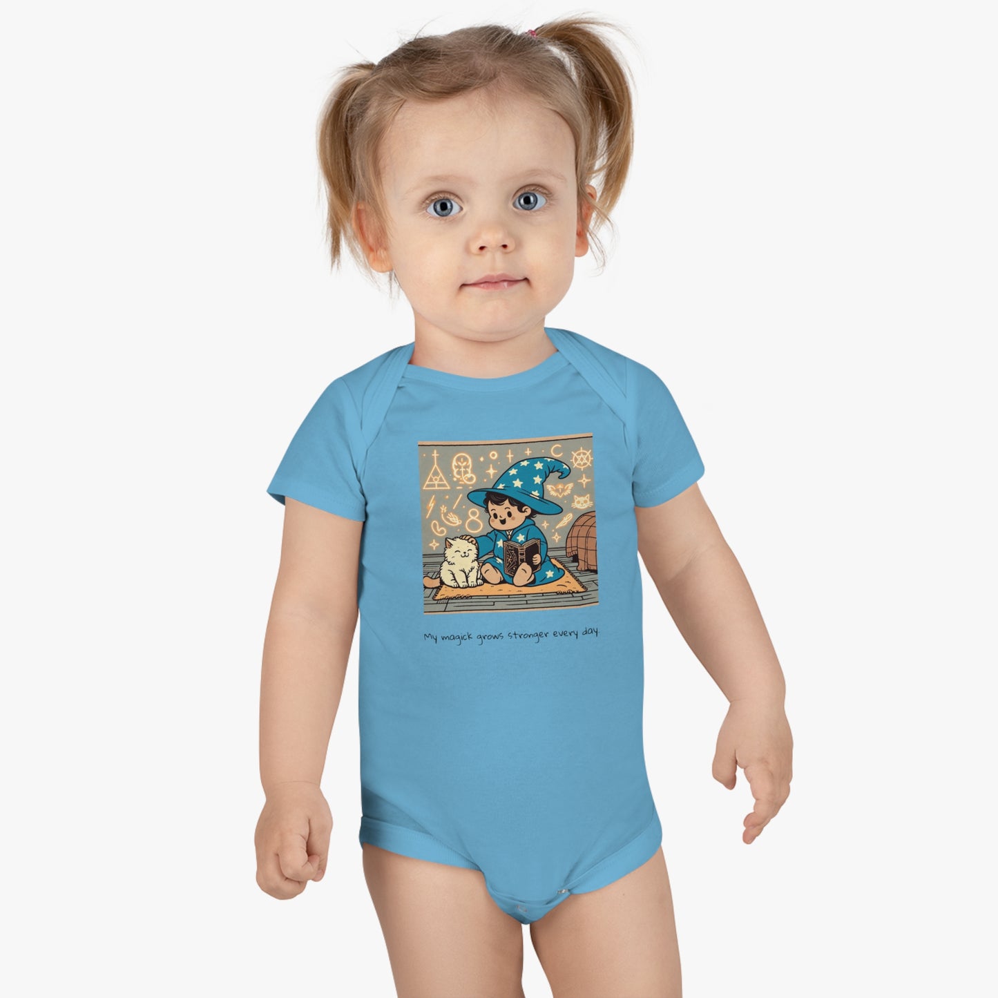 Baby "My magick grows stronger every day." Short Sleeve Onesie®